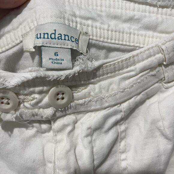 Sundance Pants Women’s 6 White Linen Straight Leg Pockets Coastal Beach Resort - Picture 4 of 8